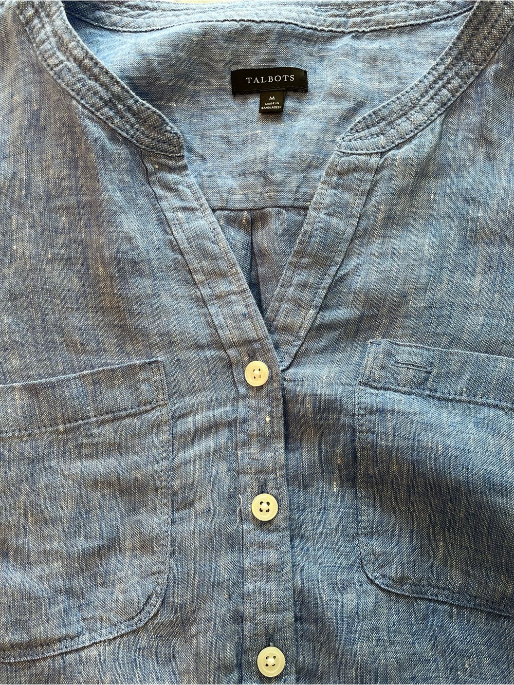 Talbots 100% Linen Blue Chambray Tunic Shirt – Size M